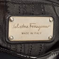 Salvatore Ferragamo Black Patent and Leather Bow Chain Tote