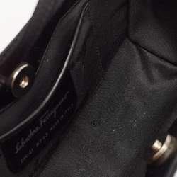 Salvatore Ferragamo Black Satin Frame Shoulder Bag
