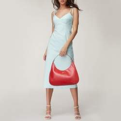 Salvatore Ferragamo Red Leather Gancini Romana Hobo