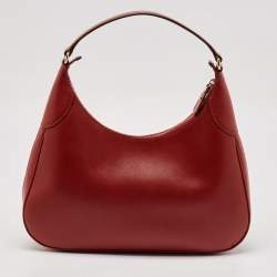 Salvatore Ferragamo Red Leather Gancini Romana Hobo