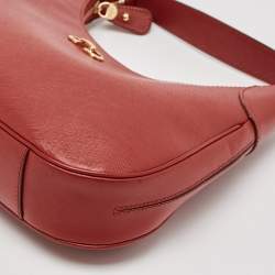 Salvatore Ferragamo Red Leather Gancini Romana Hobo