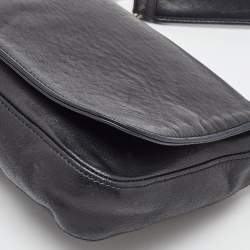 Pre Owned Salvatore Ferragamo Black Leather Chain Flap Shoulder Bag