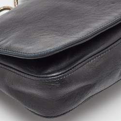 Pre Owned Salvatore Ferragamo Black Leather Chain Flap Shoulder Bag
