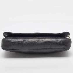 Pre Owned Salvatore Ferragamo Black Leather Chain Flap Shoulder Bag