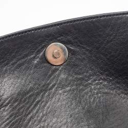 Pre Owned Salvatore Ferragamo Black Leather Chain Flap Shoulder Bag