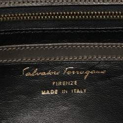 Pre Owned Salvatore Ferragamo Dark Grey Leather Clutch