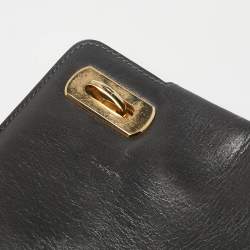 Pre Owned Salvatore Ferragamo Dark Grey Leather Clutch