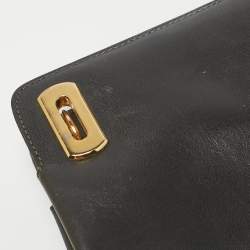 Pre Owned Salvatore Ferragamo Dark Grey Leather Clutch