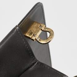 Pre Owned Salvatore Ferragamo Dark Grey Leather Clutch