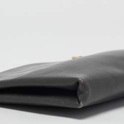 Pre Owned Salvatore Ferragamo Dark Grey Leather Clutch