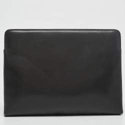 Pre Owned Salvatore Ferragamo Dark Grey Leather Clutch