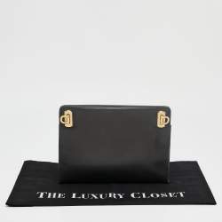 Pre Owned Salvatore Ferragamo Dark Grey Leather Clutch