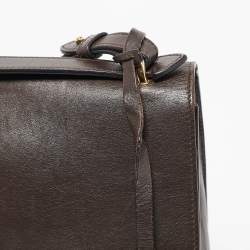 Pre Owned Salvatore Ferragamo Dark Brown Leather Gancio Shoulder Bag