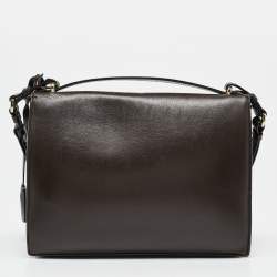 Pre Owned Salvatore Ferragamo Dark Brown Leather Gancio Shoulder Bag