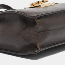 Pre Owned Salvatore Ferragamo Dark Brown Leather Gancio Shoulder Bag