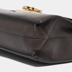 Pre Owned Salvatore Ferragamo Dark Brown Leather Gancio Shoulder Bag