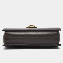 Pre Owned Salvatore Ferragamo Dark Brown Leather Gancio Shoulder Bag