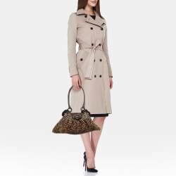 Pre Owned Salvatore Ferragamo Brown Wood Beaded and Lizard Shoulder Bag