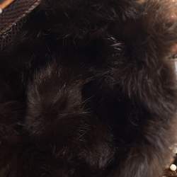 Pre Owned Salvatore Ferragamo Brown Wood Beaded and Lizard Shoulder Bag