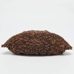 Pre Owned Salvatore Ferragamo Brown Wood Beaded and Lizard Shoulder Bag