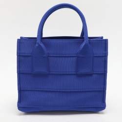 Pre Owned Salvatore Ferragamo Blue Logo Print Nylon Tote