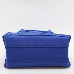 Pre Owned Salvatore Ferragamo Blue Logo Print Nylon Tote