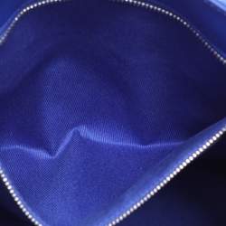 Pre Owned Salvatore Ferragamo Blue Logo Print Nylon Tote