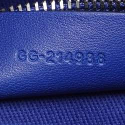 Pre Owned Salvatore Ferragamo Blue Logo Print Nylon Tote