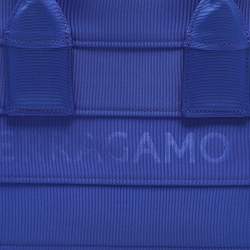 Pre Owned Salvatore Ferragamo Blue Logo Print Nylon Tote