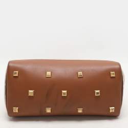 Salvatore Ferragamo Beige/Brown Canvas and Leather Medium The Studio Tote