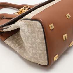 Salvatore Ferragamo Beige/Brown Canvas and Leather Medium The Studio Tote