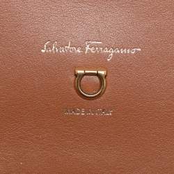 Salvatore Ferragamo Beige/Brown Canvas and Leather Medium The Studio Tote