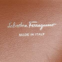 Salvatore Ferragamo Beige/Brown Canvas and Leather Medium The Studio Tote