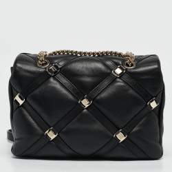 Salvatore Ferragamo Black Quilted Leather Vara Soft Shoulder Bag