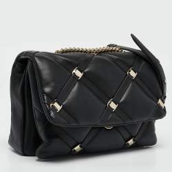 Salvatore Ferragamo Black Quilted Leather Vara Soft Shoulder Bag