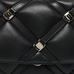 Salvatore Ferragamo Black Quilted Leather Vara Soft Shoulder Bag