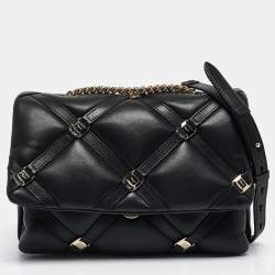 Salvatore Ferragamo Black Quilted Leather Vara Soft Shoulder Bag