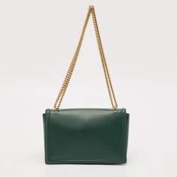Pre Owned Salvatore Ferragamo Green Leather Ginny Shoulder Bag