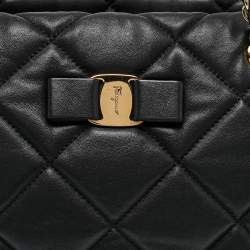 Salvatore Ferragamo Black Quilted Leather Ginette Chain Shoulder Bag