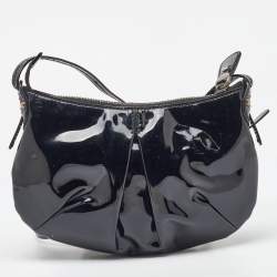 Pre Owned Salvatore Ferragamo Black Patent Leather Vara Bow Shoulder Bag