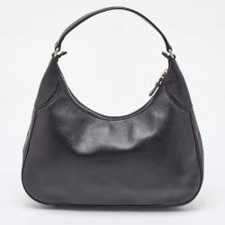 Pre Owned Salvatore Ferragamo Black Leather Gancini Romana Hobo