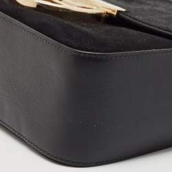 Salvatore Ferragamo Black Calf Hair and Leather Gancini Lock Shoulder Bag