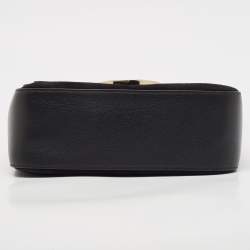 Salvatore Ferragamo Black Calf Hair and Leather Gancini Lock Shoulder Bag