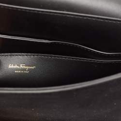 Salvatore Ferragamo Black Calf Hair and Leather Gancini Lock Shoulder Bag