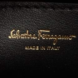 Salvatore Ferragamo Black Calf Hair and Leather Gancini Lock Shoulder Bag
