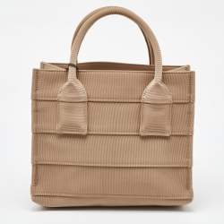 Salvatore Ferragamo Beige Signature Fabric Logo Small Tote