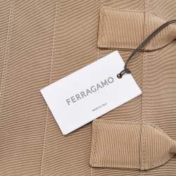 Salvatore Ferragamo Beige Signature Fabric Logo Small Tote