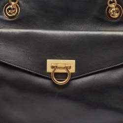 Pre Owned Salvatore Ferragamo Black Leather Aline Shoulder Bag