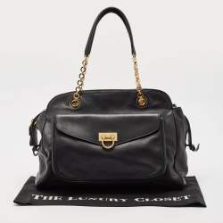Pre Owned Salvatore Ferragamo Black Leather Aline Shoulder Bag