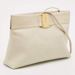 Salvatore Ferragamo Off White Leather Vara Bow Crossbody Bag